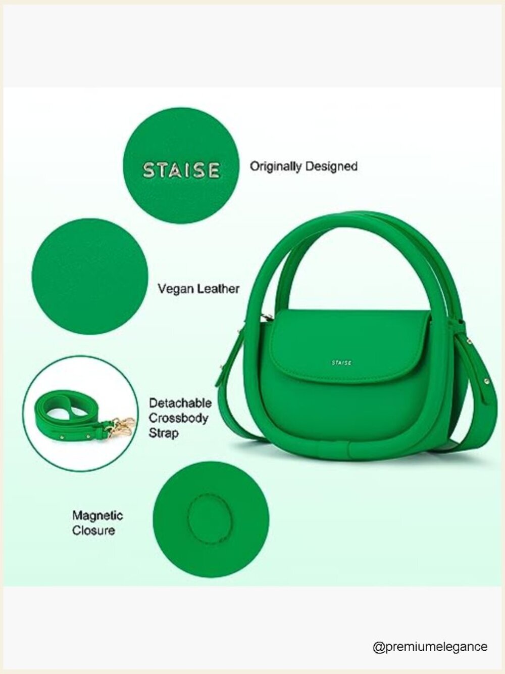 Trendy Mini Crossbody Top Handle Bag Vegan Leather Purse - Picture 4 of 7